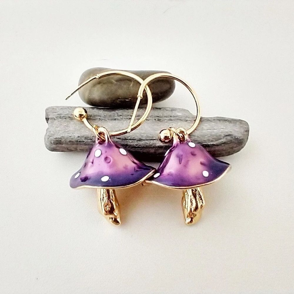 mushroom hoop earrings  #234